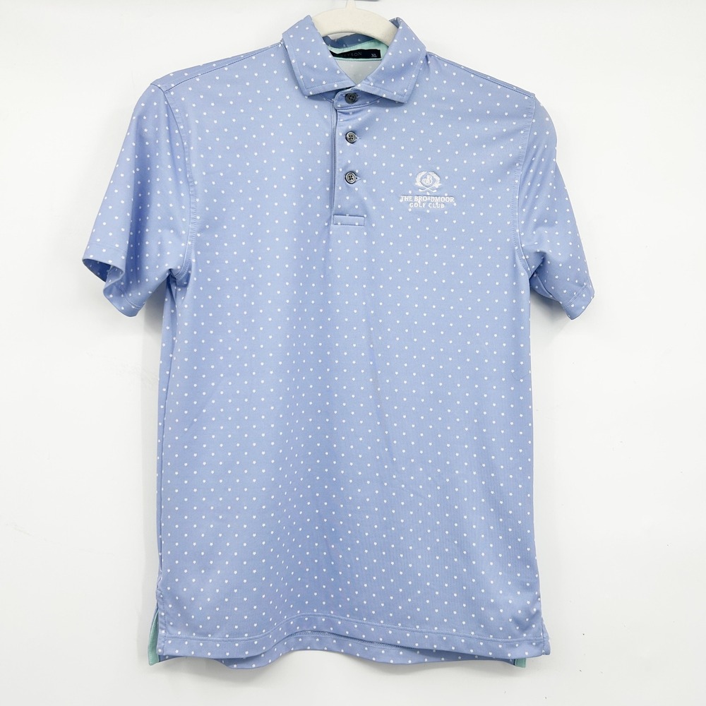 Greyson Womens Icon Polka Dot The Broadmoor Golf Club Performance Polo XL Blue